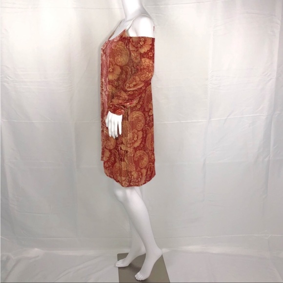 Chaser Vintage Tapestry Velvet Cold Shoulder Hi-Lo Cross Strappy Back Dress SzM - Picture 8 of 14